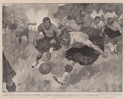 Fútbol en condiciones extrañas, un juego interrumpido en el campo de Gordon en Ladysmith de Frank Craig